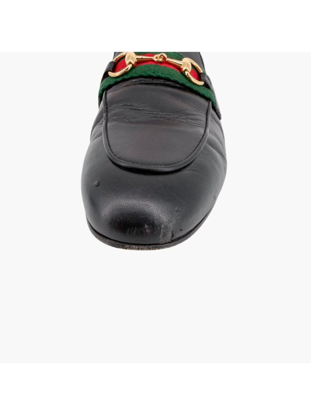 Gucci Princetown Black Leather Web Stripe Horsebit Mules Size 36.5 US 6.5 Women - Picture 7 of 15